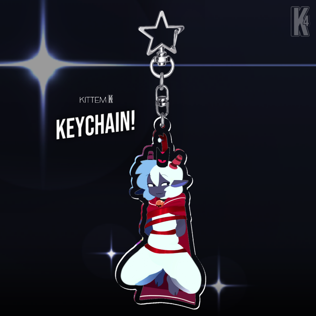 Cult Of The Lamb, Furry Lamb Holographic Keychain, Cotl