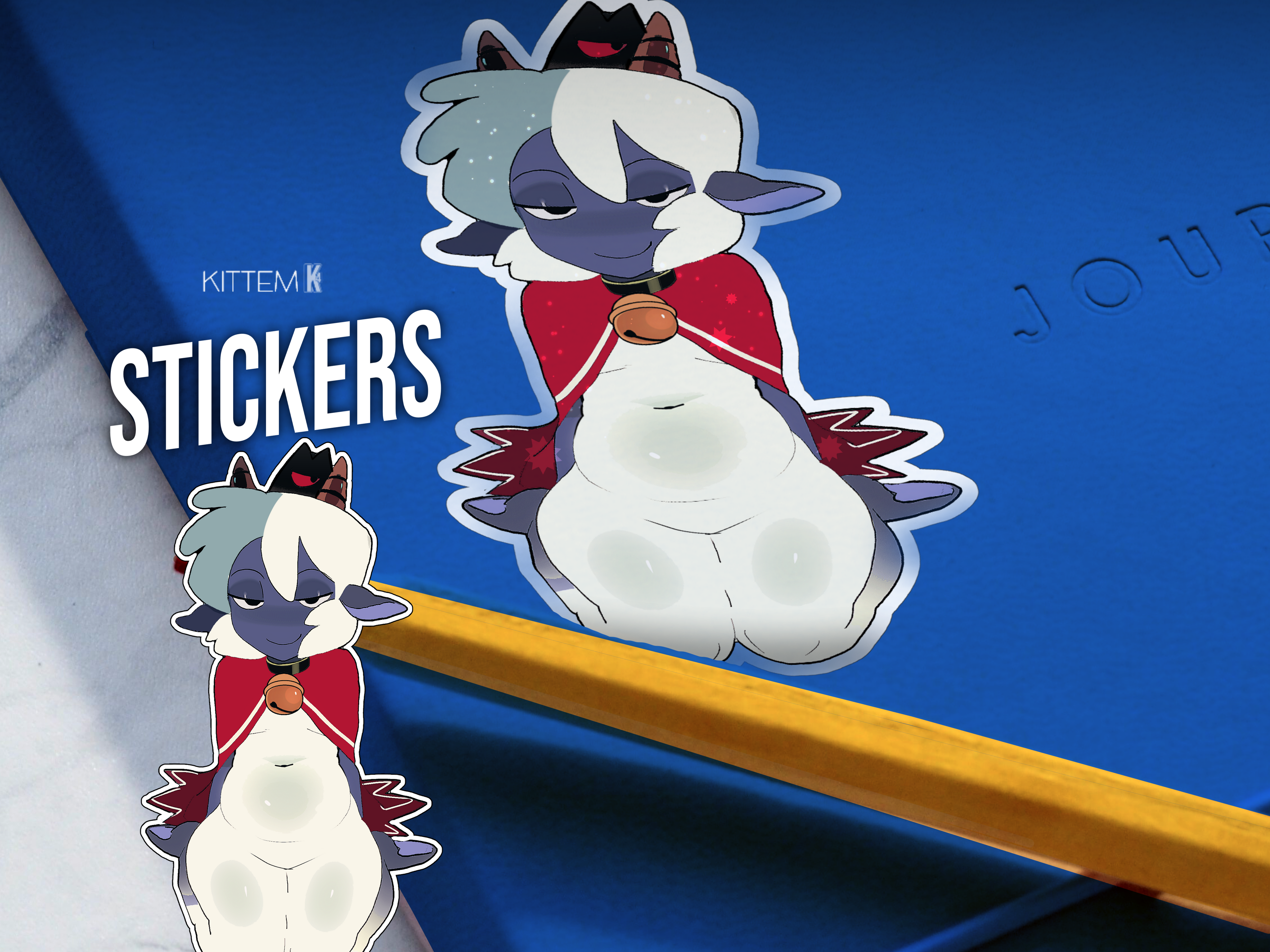 Lamb, Furry, Vinyl, Holographic Stickers
