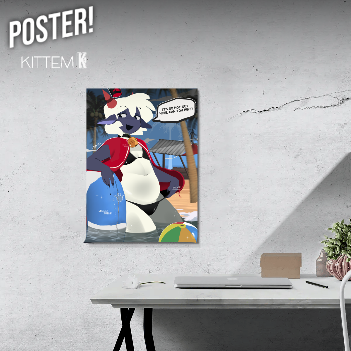Summer, Beach, Furry Lamb Holographic Poster By Kittem4